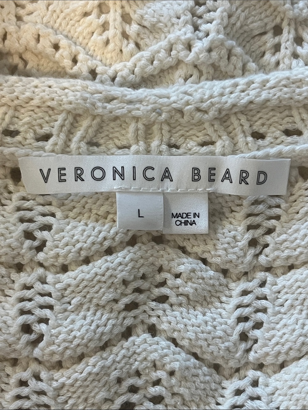 Veronica Beard Ivory Crochet Knit Button-Front Women's Cardigan Sweater - Picture 4 of 6